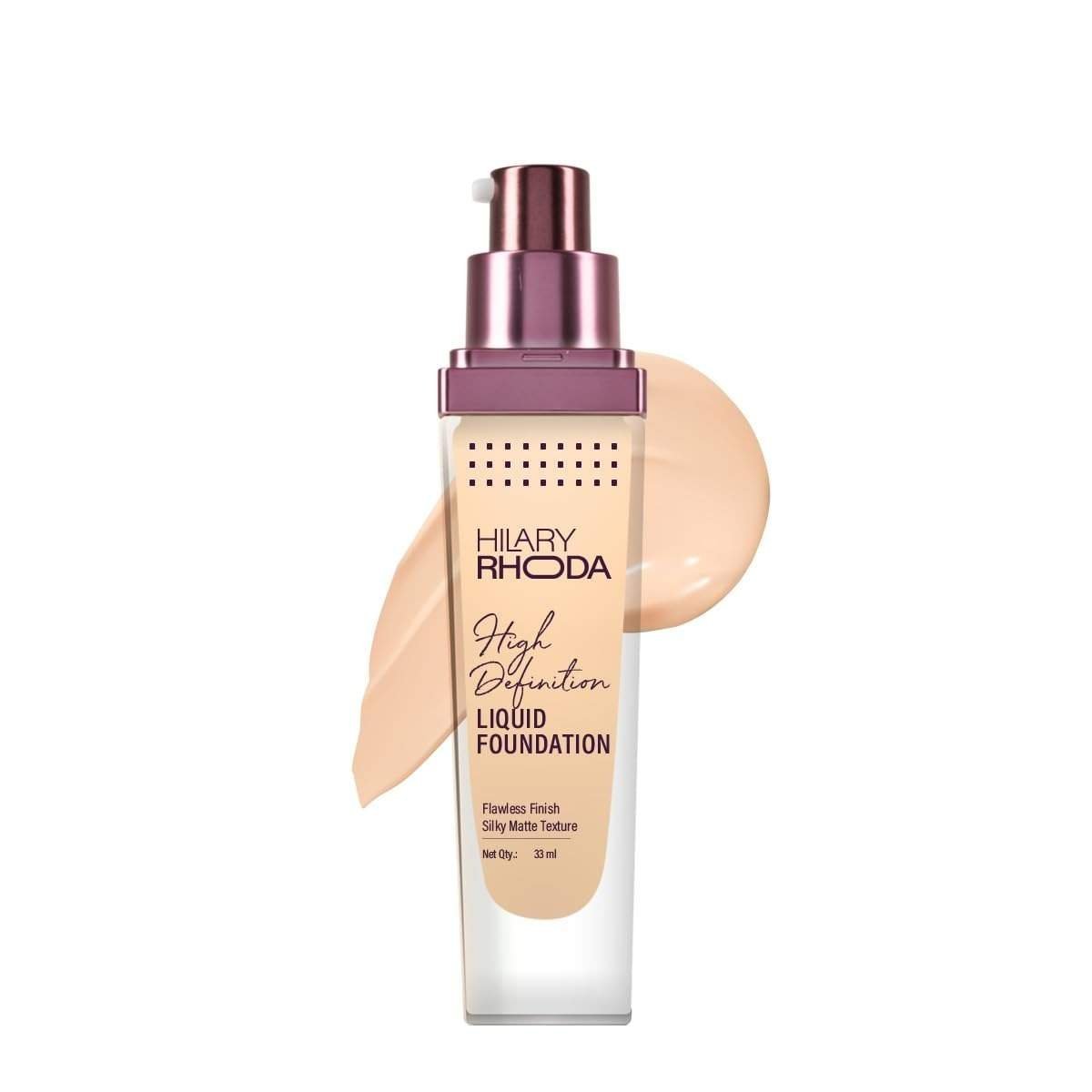 uk51g9XicmeKL-1-1.jpg Hilary Rhoda High Definition Foundation | Hides Pores & Blemishes | HD Foundation For All Skin Types | Blendable Formula | Matte & Natural Finish High Coverage | 33ml (Natural Beige| Shade 03) - Fast UK Delivery - Image 1
