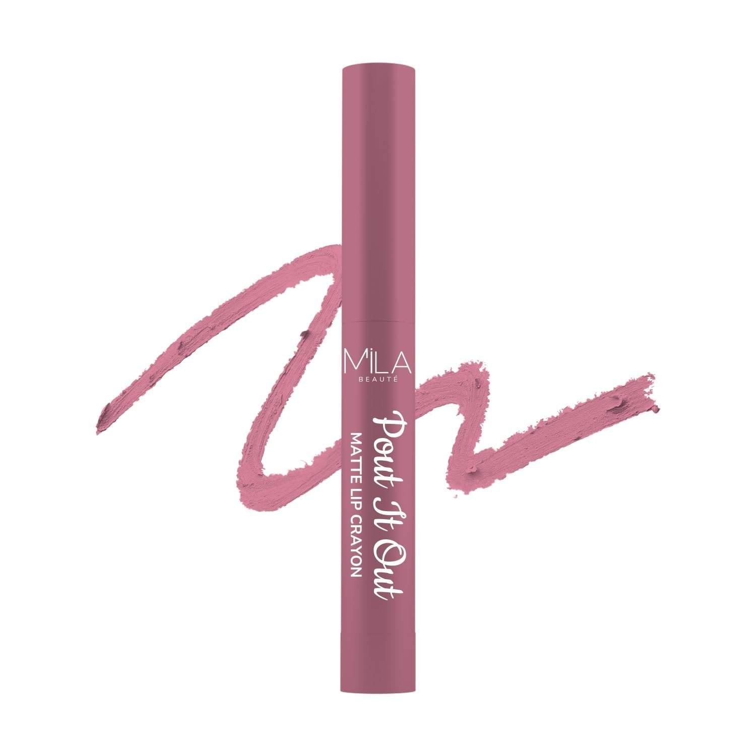 uk51gReWg3meL-1-1.jpg Mila Beaute Pout It Out Matte Lip Crayon | Highly Pigmented & Enriched With Jojoba Oil | Soft Matte Finish | Creamy & Light Weight Texture | Smooth Glide Application | Shade - (Merida 1.25g) - Fast UK Delivery - Image 1
