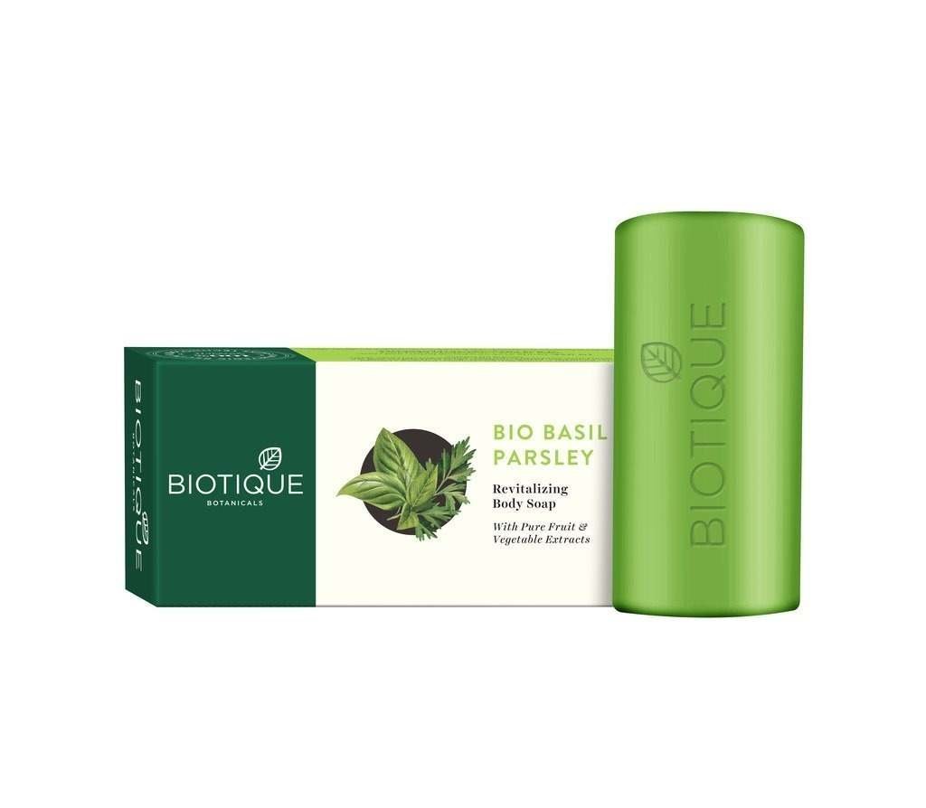 uk51gzdKqWnL-1.jpg Biotique Basil & Parsley Revitalizing Bathing Bar| Ayurvedic and Organically Pure| Maintains Skin?s Natural pH |100% Botanical Extracts| Suitable for All Skin Types | 150gm - Fast UK Delivery - Image 1