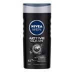 NIVEA Men Body Wash, Active Clean with Active Charcoal, Shower Gel for Body, Face & Hair, 250 ml - Fast UK Delivery