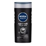 NIVEA Men Body Wash, Active Clean with Active Charcoal, Shower Gel for Body, Face & Hair, 250 ml - Fast UK Delivery