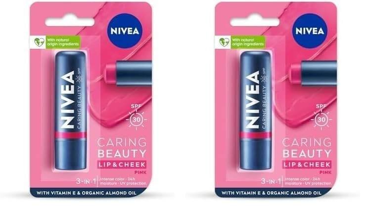 uk51i86NCt-YL-1-1.jpg NIVEA Lip Caring Beauty Pink Lip Balm | Lip & Cheek Tint with SPF 30 (Pack of 2) - Fast UK Delivery - Image 1