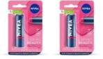 NIVEA Lip Caring Beauty Pink Lip Balm | Lip & Cheek Tint with SPF 30 (Pack of 2) - Fast UK Delivery