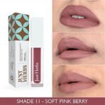 Just Herbs Ayurvedic Creamy Matte Long Lasting Liquid Lipstick, Lightweight & Hydrating Lip Colour with Liquorice & Sweet Almond Oil - Soft Pink Berry - Fast UK Delivery - Image 4
