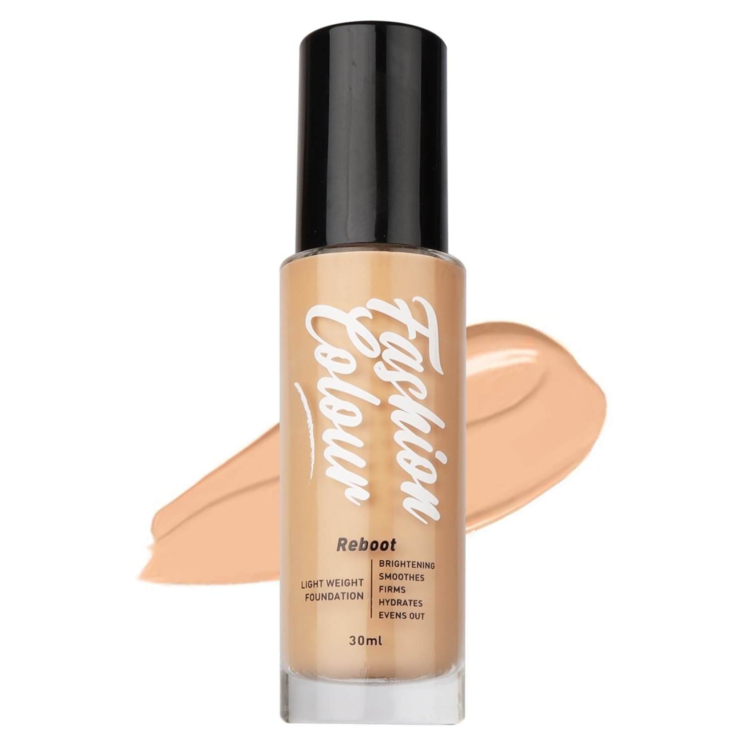uk51iqyuufHCL-1-1.jpg FASHION COLOUR Light Weight Reboot Foundation, Full Coverage, Glossy Natural Finish, Cover Blemishes and Dark Spots | Even Tone Appearance | Suitable for All Skin Types | Shade 02 | 30ml - Fast UK Delivery - Image 1