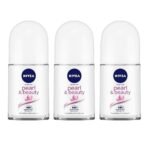 NIVEA Pearl and Beauty 50ml Deo Roll On (Pack of 3) | With Pearl Extracts & Avocado Oil| 48 H Smooth & Beautiful Underarms| 0% Alcohol | For Women - Fast UK Delivery