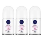 NIVEA Pearl and Beauty 50ml Deo Roll On (Pack of 3) | With Pearl Extracts & Avocado Oil| 48 H Smooth & Beautiful Underarms| 0% Alcohol | For Women - Fast UK Delivery