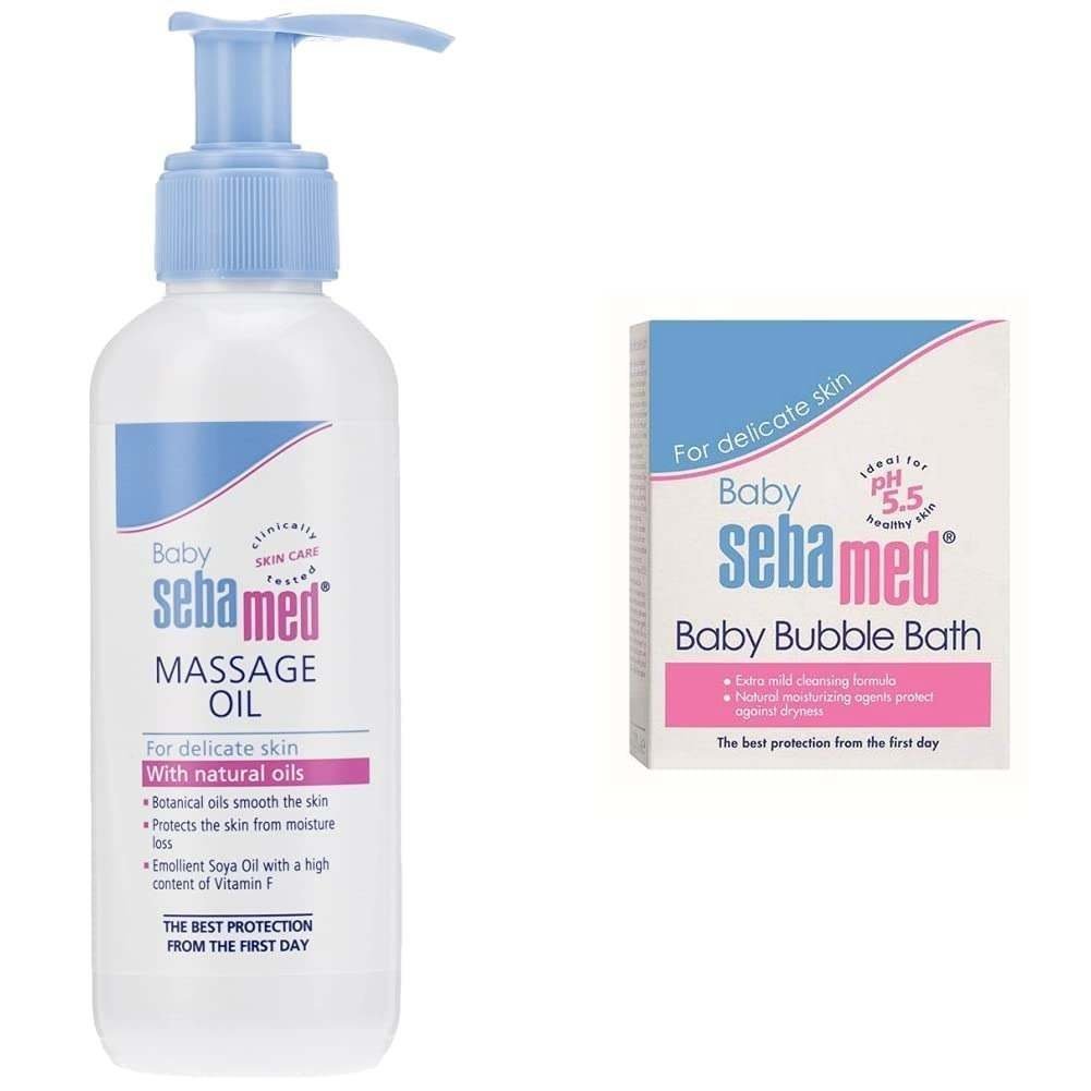uk51jsHdQcuWL-1-1.jpg Sebamed Baby Massage Oil, 150ml & Sebamed Baby Bubble Bath, 200ml - Fast UK Delivery - Image 1