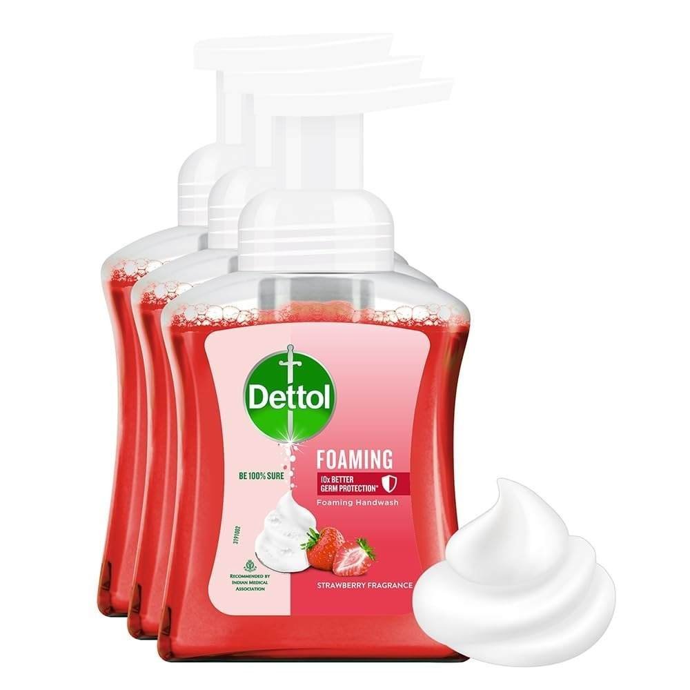 uk51k0208pnL-1.jpg Dettol Foaming Handwash Pump - Strawberry (Pack of 3-250ml each) | Rich Foam | Moisturizing Hand Wash | Soft on Hands - Fast UK Delivery - Image 1