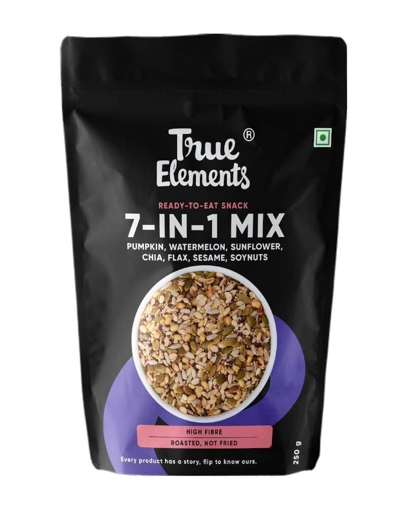 uk51kKNYa9NL-1.jpg True Elements 7 in 1 Seeds Mix 250g - Edible Seeds | Healthy Seeds | Healthy Snacks | 100% Natural and Roasted Seeds - Fast UK Delivery - Image 1