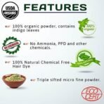 INDUS VALLEY 100% Organic Indigo Leaf Powder Jar with Henna Leaf Powder Jar - (400g+500g=900g) - Fast UK Delivery - Image 5