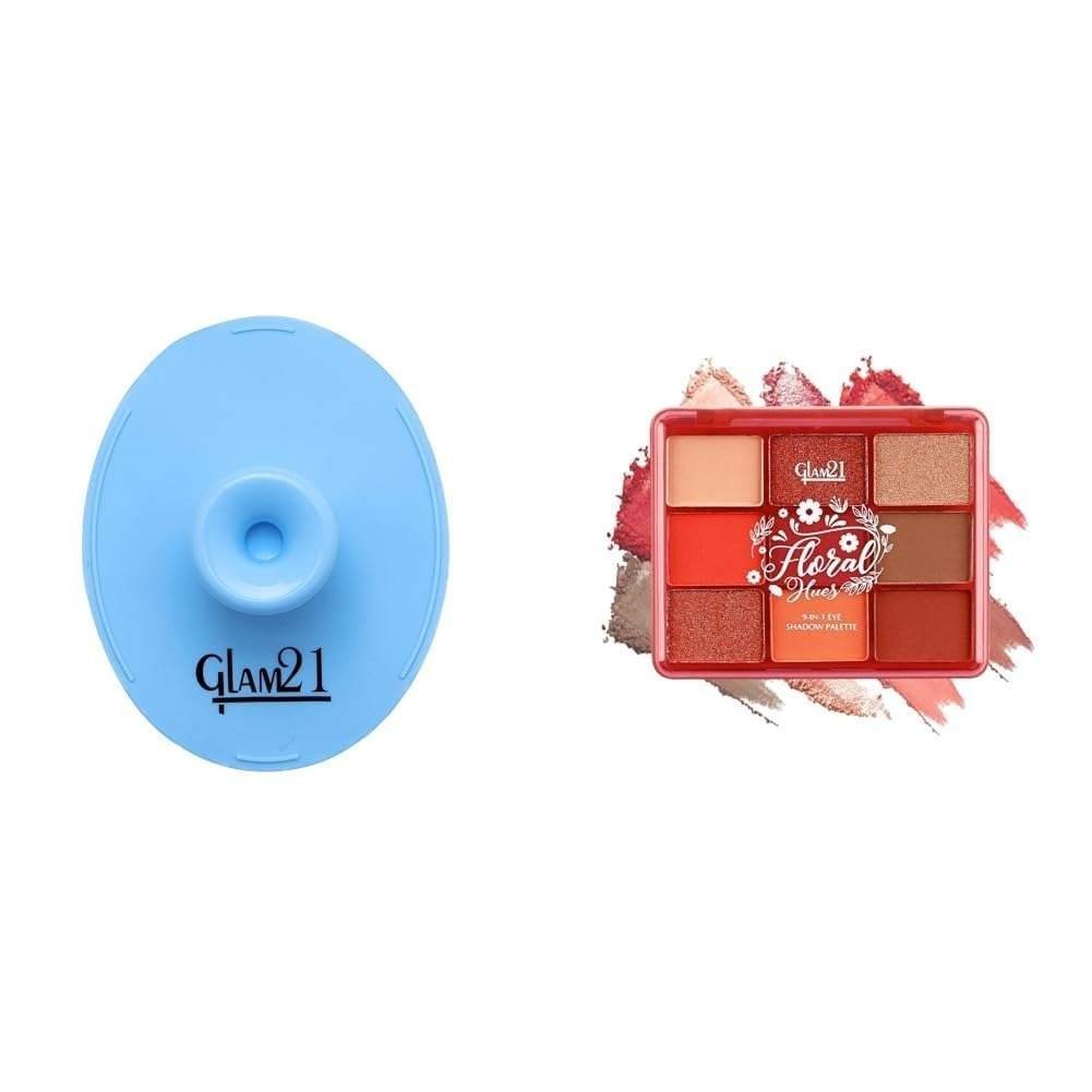 uk51kfv6pWjoL-1-1.jpg Glam 21 Silicone Face Cleanser Scrubber (Big) Floral Hues 9 In 1 Eyeshadow Palette Highly Pigmented Smudge-Proof (7.5 gm) 02- Daisy - Fast UK Delivery - Image 1