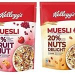 Kellogg's Combo, Kellogg's Muesli with 21% Fruit and Nut Pouch, 500 g and Kellogg's Muesli with 20% Nuts Delight Pouch, 750 g - Fast UK Delivery