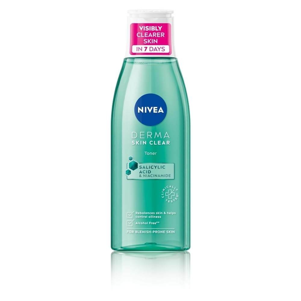 uk51l3n5m3iwL-1-1.jpg NIVEA Derma Skin Clear Toner (200ml), Cleansing and Hydrating Toner, Salicylic Acid Toner Enriched with Niacinamide to Rebalance the Skin and Remove Impurities, For Blemish-Prone Skin - Fast UK Delivery - Image 1