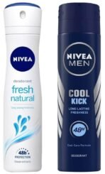 Nivea Men & Women Deodorant Spray Fresh Natural, 150Ml And Deodorant Spray Cool Kick, 150Ml, Pack Of 1 - Fast UK Delivery