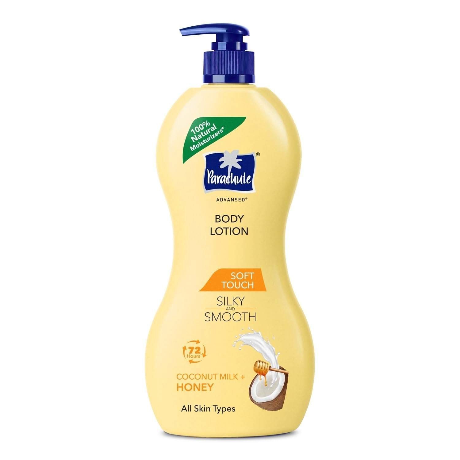 uk51l7hN0TgZL-1-1.jpg Parachute Advansed Soft Touch Body Lotion for Women & Men, All Skin types, 600ml | Pure Coconut Milk & Honey, 100% Natural, 72h Moisturisation - Fast UK Delivery - Image 1