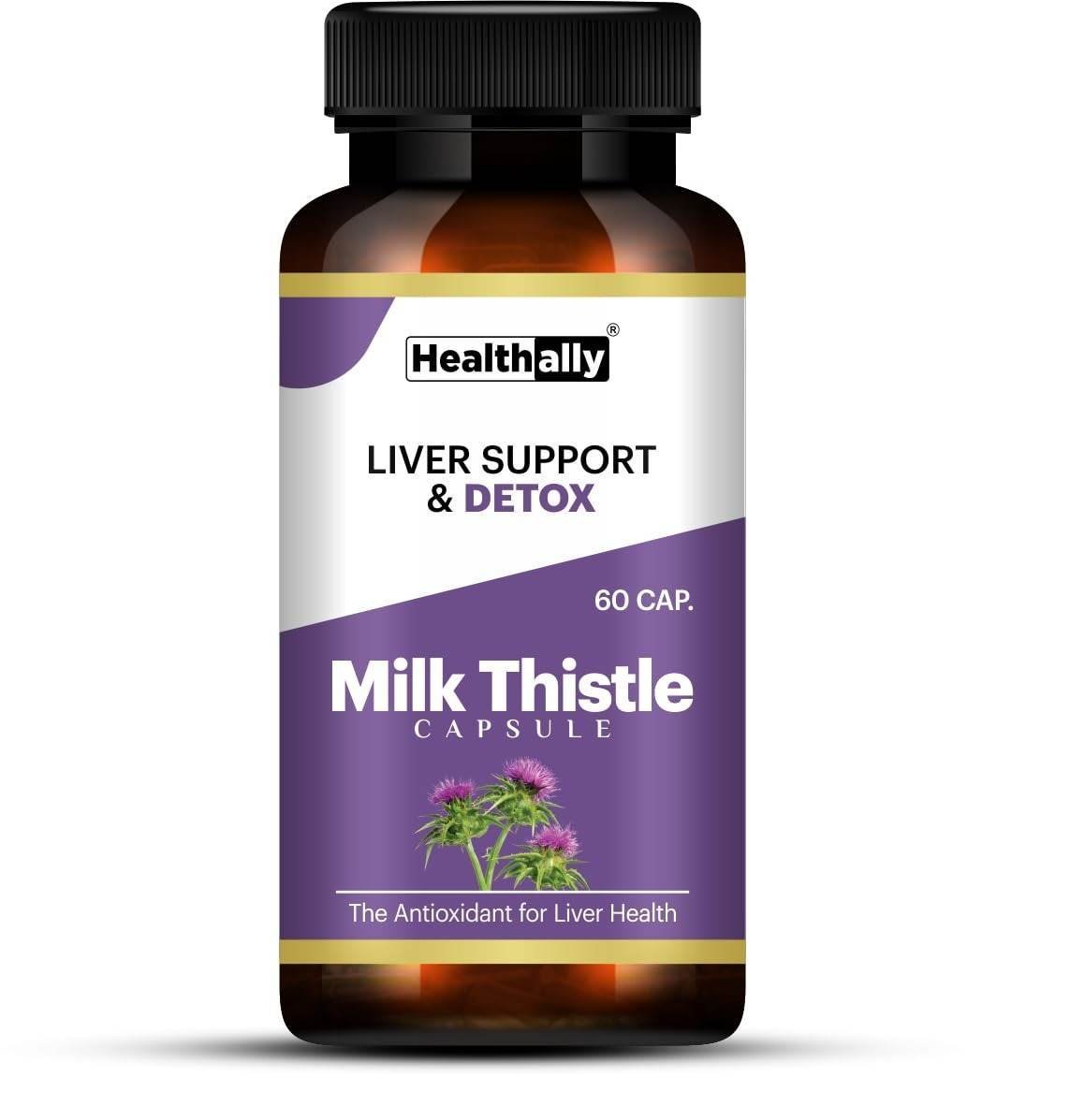 uk51lCczyZrtL.jpg Healthally Ayurvedic Milk Thistle Liver Detox Capsule,Fatty Liver Cleanser Medicine Supplement(500 MG),Silybum Marianum Kutki Liver Care Capsule Strengthens liver Health Function - 60 Capsule - Fast UK Delivery - Image 1
