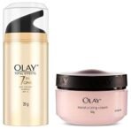 Olay Total Effects Day Cream with Vitamin B5, Niacinamide, Green Tea, SPF 15 Fights with UV Protection for Normal, Dry, Oily & Combination Skin, 20 gm & Olay Moisturising Cream, 50g - Fast UK Delivery