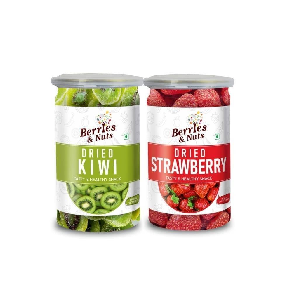 uk51ldOGzBsEL-1-1.jpg Berries And Nuts Dehydrated Dried Kiwi & Strawberry Combo | Kiwi 200 Grams & Strawberry 200 Grams - Fast UK Delivery - Image 1