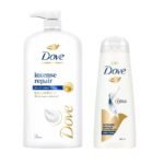 Dove Intense Repair Shampoo 1 Ltr & Dove Intense Repair Conditioner 335 ml, (Combo Pack) | Enriched With Keratin Actives to Smoothen Dry and Frizzy Hair - Deep Conditions Damaged Hair for Men & Women - Fast UK Delivery