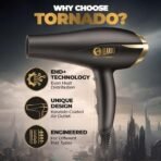 Beardo Studio Professional Tornado Hair Dryer with 2000 Watts Power | AC Motor, Concentrator, Diffuser, 2 Speeds, 3 Temperature Settings & Cool Shot feature | Suitable for Professional Drying Experience | Gift For Brother | Gift For Friends - Fast UK Delivery - Image 4