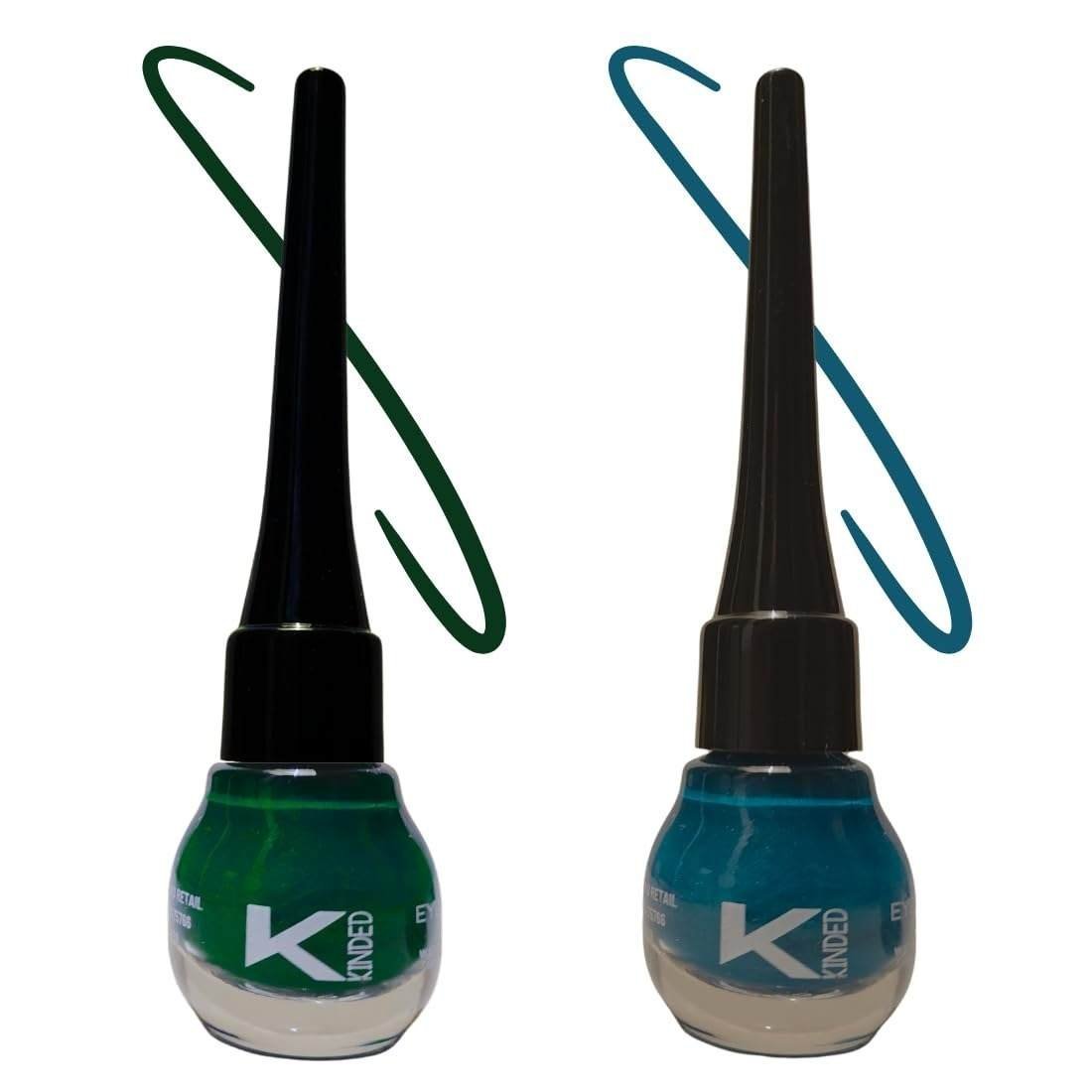 uk51mQ0D5Pn5L-1-1.jpg KINDED Eye Liner Liquid Waterproof Smudgeproof Longlasting Insta Bold Look Intense Colour Pigments Quick Drying Eyeliner Combo (5 ml, Matte Finish, Teal Green & Dapper Green) - Fast UK Delivery - Image 1