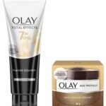 Olay Age Protect Anti-ageing Cream, 40g & Olay Face Wash Total Effects 7 in 1 Exfoliating Cleanser, 100g