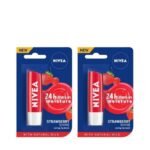 Nivea Set of 2 24 Hr Melt-In Moisture Lip Balm - Strawberry Shine - Fast UK Delivery