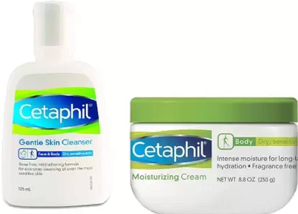 uk51nKS9kzfPL-1-1.jpg Cetaphil Complete skin care with cleanser and moisturizer combo - Cleanser for dry & Sensitive skin 125ml;Moisturizer Cream250g (2 Items in the set) - Fast UK Delivery - Image 1