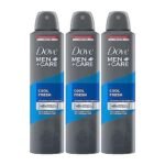 Dove Men+Care Cool Fresh Dry Spray Antiperspirant Deodorant, Up To 48 hrs Protection From Sweat & Odour, Instantly Dry for Cleaner Feel, Dermatologically Proven Formula, Soothes & Moisturises Skin, Clean, Refreshing Scent, 250ml (Pack of 3) - Fast UK Delivery