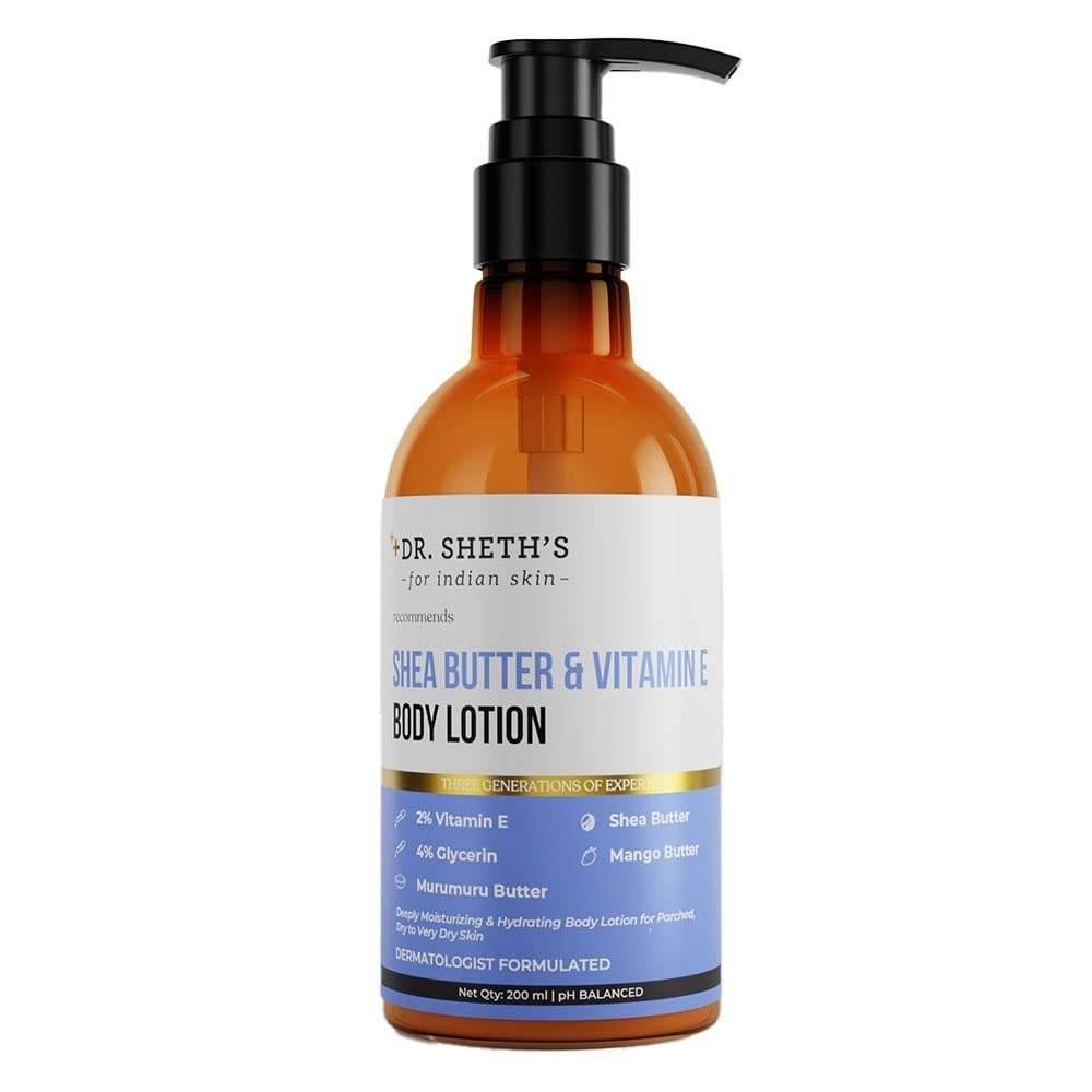 uk51nf50YB4fL-1-1.jpg Dr. Sheth's Shea Butter & Vitamin E Body Lotion | pH Balancing Moisturizer for Deep Nourishment & Hydration | For Dry Skin | For Men & Women | 200ml - Fast UK Delivery - Image 1