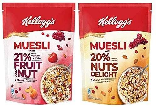 uk51ntOjJR76L-1-1.jpg Kellogg's Combo, Kellogg's Muesli with 21% Fruit and Nut Pouch, 750 g and Kellogg's Muesli with 20% Nuts Delight Pouch, 750 g - Fast UK Delivery - Image 1