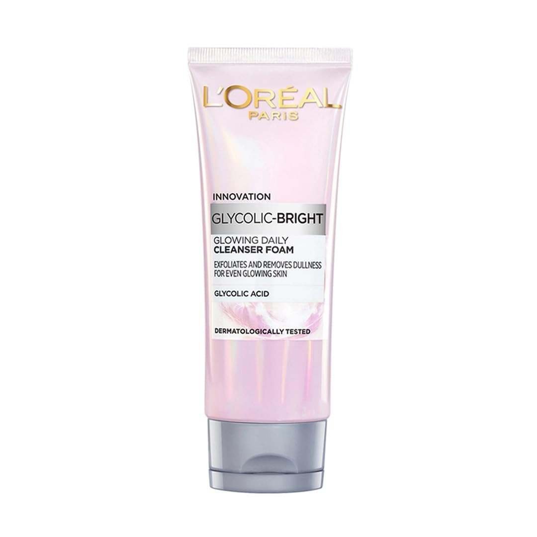 uk51nuoY9YGTL-1-1.jpg L'Oreal Paris Glycolic Bright Daily Foaming Face Cleanser, 100ml | Glycolic Acid Face Wash for Dull Skin | Daily Glowing Facial Cleanser | Suitable for All Skin Types - Fast UK Delivery - Image 1