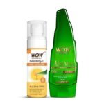WOW Skin Science Sunscreen Kit - consist of Sunscreen Matte Finish SPF 55 & 99% Pure Aloe Vera Gel - Net Vol 250ml - Fast UK Delivery