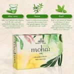 moha Herbal Soap A natural face & body cleanser! With Goodness Of Aloe Vera Gel, Basil & Neem used as bathing Soap, Face & Body Soap, Unisex Bathing Bar - 100gm each (Pack of 3) - Fast UK Delivery - Image 4