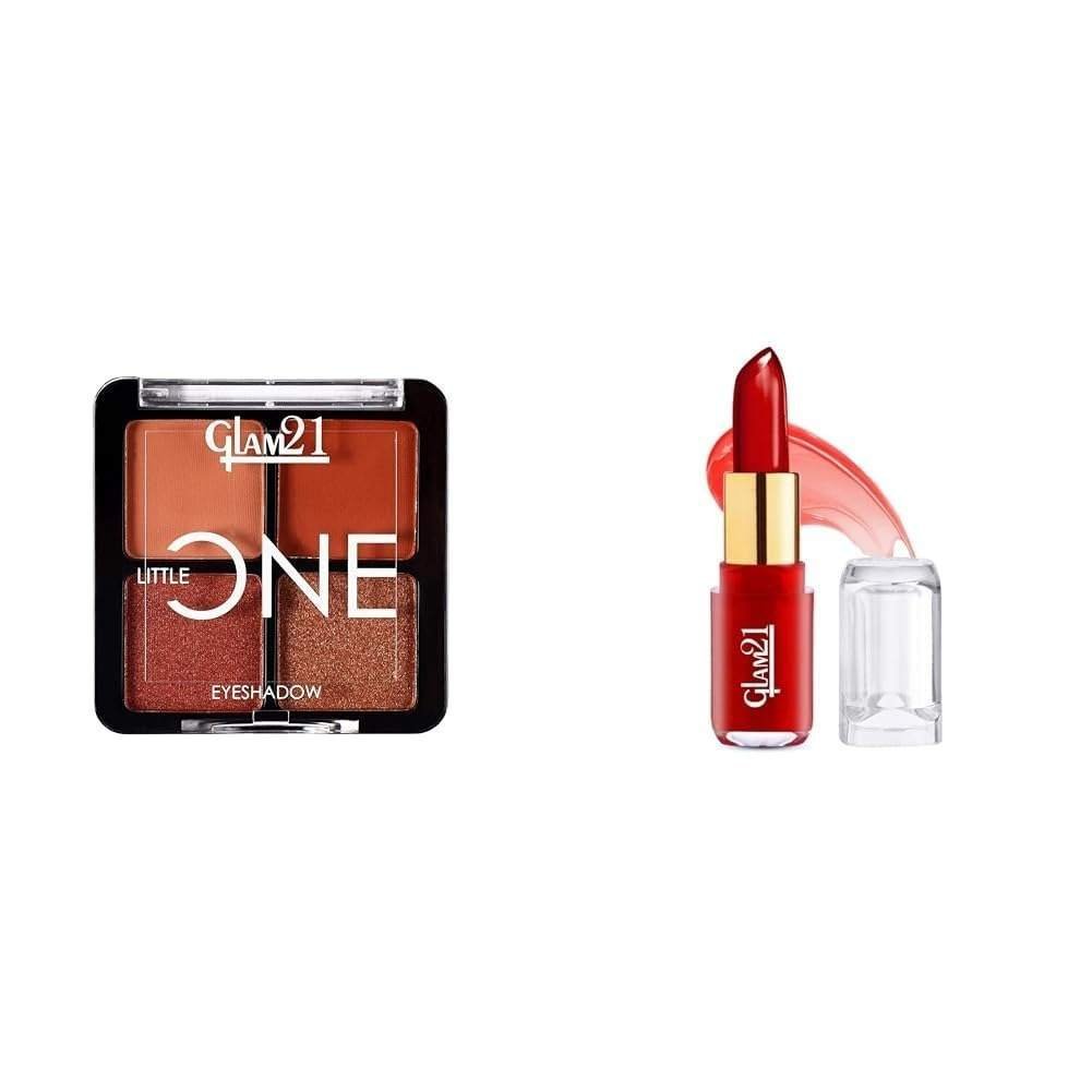 uk51oVX0CVO0L-1-1.jpg Glam 21 Little One 4-in-1 Eyeshadow Palette Ultra pigmented, |Little Lady-04 Jelly Pop fruity gel lipstick| Moisturising Glossy Finish Gives a Natural Colour Lightweight 02- Strawberry Red, 3.5gm - Fast UK Delivery - Image 1