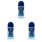 NIVEA MEN Fresh Active 50ml Deo Roll On | With Fresh Ocean Extracts| 72 H Freshness| 0% Alcohol | Dermatologically Approved & Paraben Free Formula (Pack of 3) - Fast UK Delivery
