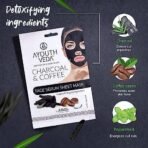 Ayouthveda Deep Cleansing & Nourishing Charcoal Detox Bath Soap 110g & Charcoal Coffee Face Serum Sheet Mask 20g for Pure & Glow Skin, Fights Blackheads & Whiteheads, Pimples, Acne - Fast UK Delivery - Image 5