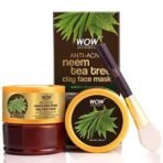 WOW Skin Science Anti-Acne Neem & Tea Tree Clay Face Mask for Refreshing & Refining Acne Prone Skin - For All Skin Types - No Parabens, Sulphate & Mineral Oil, 200 ml - Fast UK Delivery - Image 2