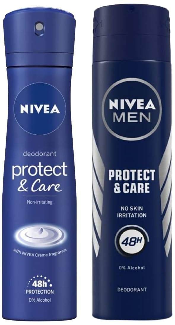 uk51peBpcSnPL-1-1.jpg Nivea Men & Women Multiple Scent Deodorant Spray, Protect & Care, 150Ml And Multiple Scent Deodorant Spray, Protect & Care, 150Ml, Pack Of 1 - Fast UK Delivery - Image 1