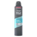 Dove Men+Care Clean Comfort Dry Spray Antiperspirant Deodorant, Up To 48 hrs Protection From Sweat & Odour, Dermatologically Proven, Soothes & Moisturises Skin, Long-Lasting Crisp Fragrance, 250 ml - Fast UK Delivery