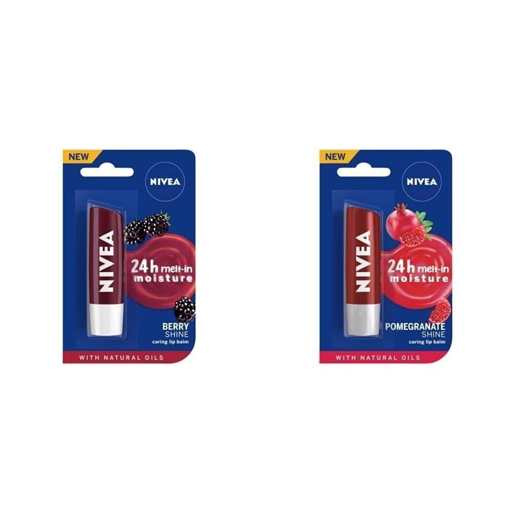 uk51q2DxFoPcL-1-2.jpg NIVEA Lip Balm, Fruity Blackberry Shine, 4.8g And NIVEA Lip Balm, Pomegranate Shine, 4.8g - Fast UK Delivery - Image 1