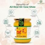 Yugmantra Organic Foods 100% Pure Natural Desi Gir Cow Ghee (500 ml x 2 = 1 litre) in Glass Bottle Prepared from A2 Milk Bilona Method-Immunity Superfood Helps Reduces Joint - Fast UK Delivery - Image 2