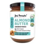 Jus' Amazin Creamy Almond Butter - Unsweetened (500 grams) | 25% Protein | Only Whole Almonds (100% Pure) | Zero Additives | Dairy Free Vegan Butter | Keto | Plant Based Nutrition | Clean Nutrition - Fast UK Delivery