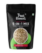 True Elements Mixed Seeds for Eating - 5 in 1 Seeds Mix 250gm | Edible Seeds | Healthy Seed Snacks | 100% Natural and Roasted Seeds | Fibre Rich Seeds | Mix of Pumpkin, Watermelon, Sunflower, Chia & Flax (Pack of 1) | High in Protein - Fast UK Delivery