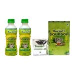 BourNeel's Pack of 2 (2 Soursop Juice Bottles + 1 Soursop Mint Tea Box) | Graviola Laxman Phal Fruit Pulpy Juice Drink & Soursop Kadha Tea | High Vitamin C | - Fast UK Delivery