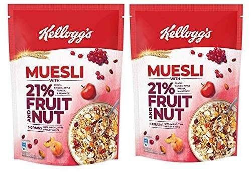 uk51qpUdz7H8L-1-1.jpg Kellogg's Combo, Muesli With 21% Fruit And Nut Pouch, 500 G And Muesli With 21% Fruit And Nut Pouch, 750 G - Fast UK Delivery - Image 1