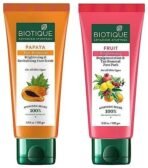 Biotique Fruit Brightening Depigmentation & Tan Removal Face Pack For All Skin Types, 100ml & Biotique Papaya Tan Removal Brightening & Reviatalizing Face Scrub For All Skin Types, 100g - Fast UK Delivery - Image 2