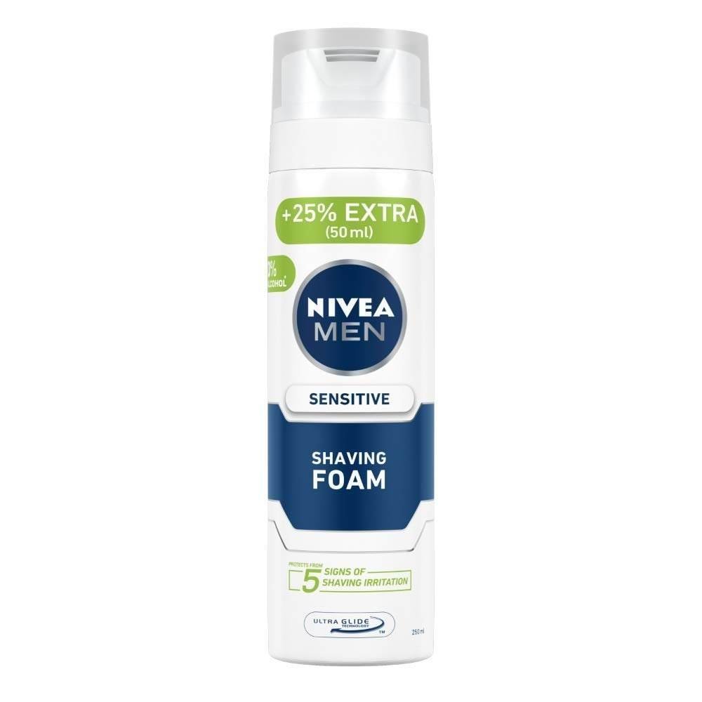 uk51rEUByzDcL-1-1.jpg NIVEA MEN Shaving, Sensitive Shaving Foam for Face, 250ml - Fast UK Delivery - Image 1
