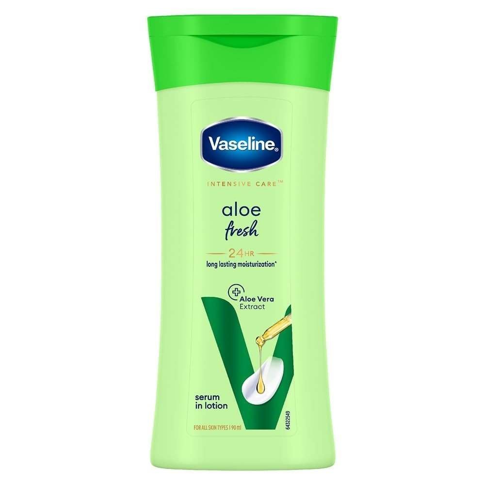 uk51ritmEMeFL-1-1.jpg Vaseline Aloe Fresh Body Lotion,24 HR Long Lasting Moisturisation with Aloe Vera extract and Menthol 90ml - Fast UK Delivery - Image 1